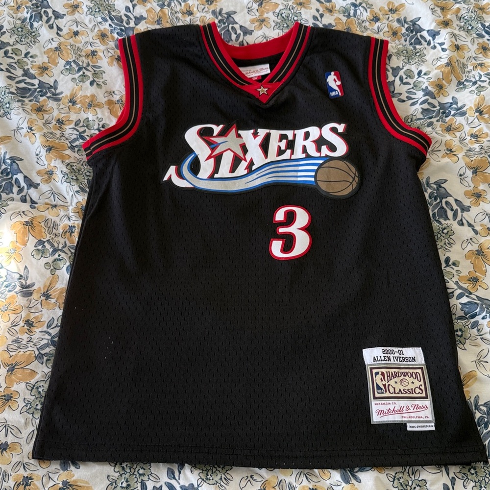 Mitchell & Ness Sixers Black Jersey with Red Trim